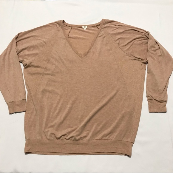 Aritzia Wilfred tan vneck long sleeve top size Large - Picture 3 of 9